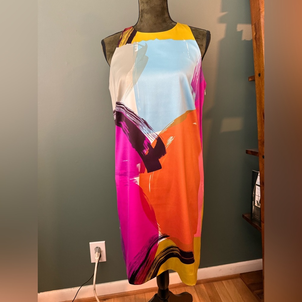 Ann Taylor Lined Multicolor Abstract Dress